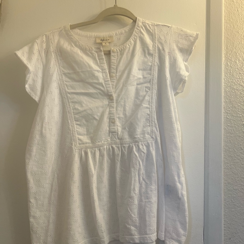 Style & Co. White Eyelet Blouse